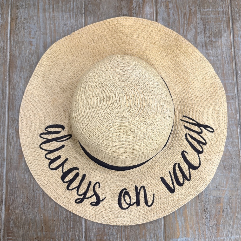 C.C Sun Hat with Black Embroidery